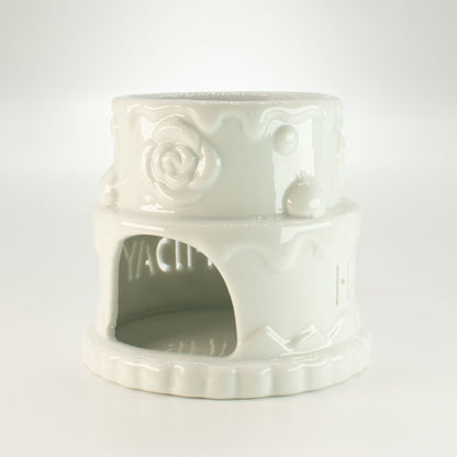 Keramik-Duftlampe in Kuchenform – HAPPY BIRTHDAY – Weiß
