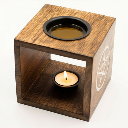 Große quadratische Duftlampe aus Mangoholz – Lebensbaum