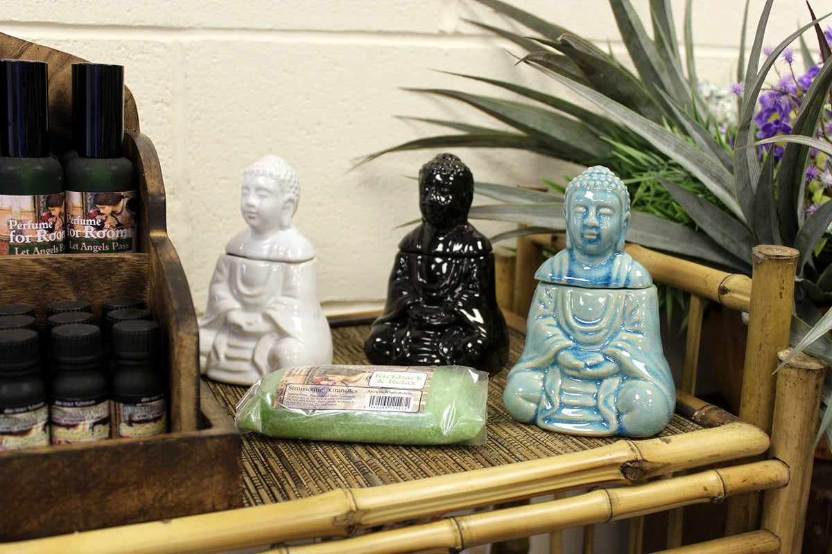 Duftlampe mit sitzendem Buddha – Schwarz