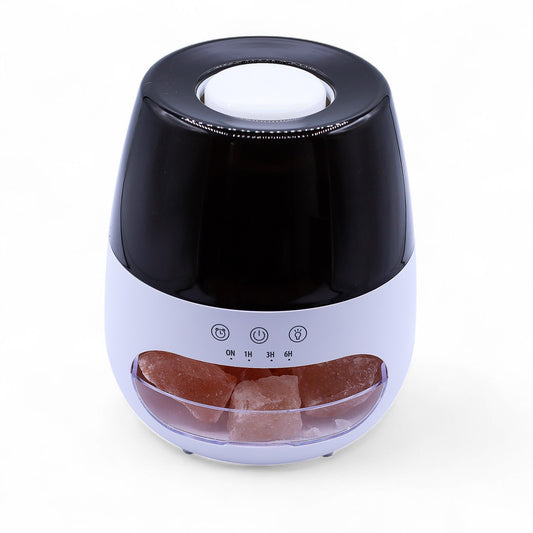 Aroma-Diffusor in Salzstein-Optik mit Flammeneffekt – Weiß – USB – Farbwechsel und Timer