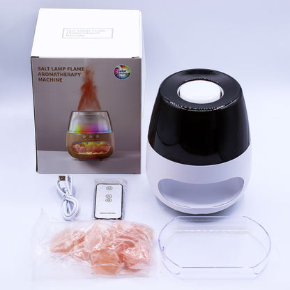 Aroma-Diffusor in Salzstein-Optik mit Flammeneffekt – Weiß – USB – Farbwechsel und Timer