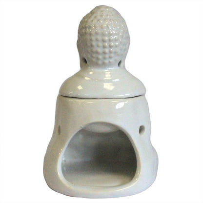 Duftlampe mit sitzendem Buddha – Weiß