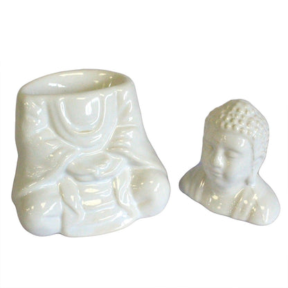 Duftlampe mit sitzendem Buddha – Weiß