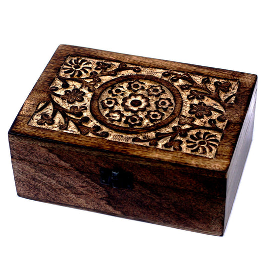 Aromatherapie-Box mit geschnitztem Blumenmuster – für 24 Flaschen