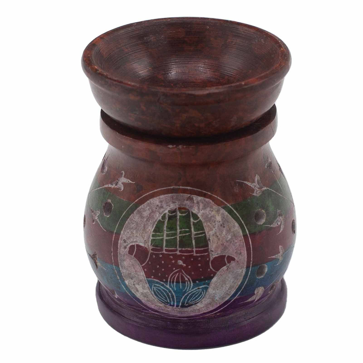 Speckstein-Duftlampe 10 cm – Hamsa – Fünf Farben