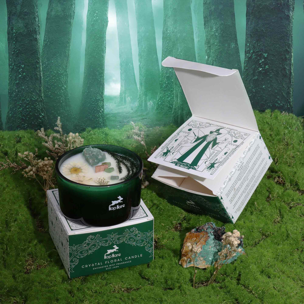 Hop Hare Crystal Magic Kerze mit Blütendekoration – The Magician