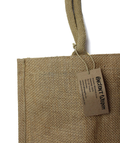 Große Jute-Einkaufstasche mit Flaschenhaltern