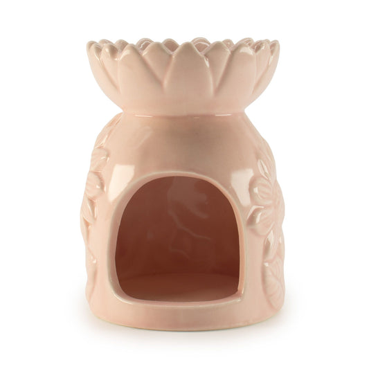 Keramik-Duftlampe mit Sonnenblume – Pastellrosa