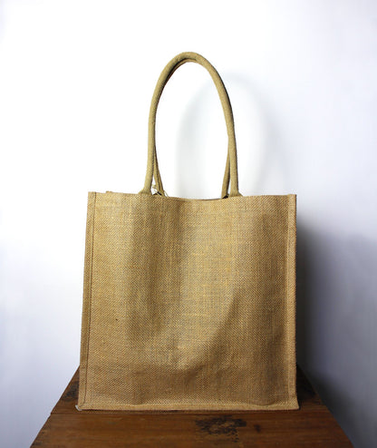 Große Jute-Einkaufstasche mit Flaschenhaltern