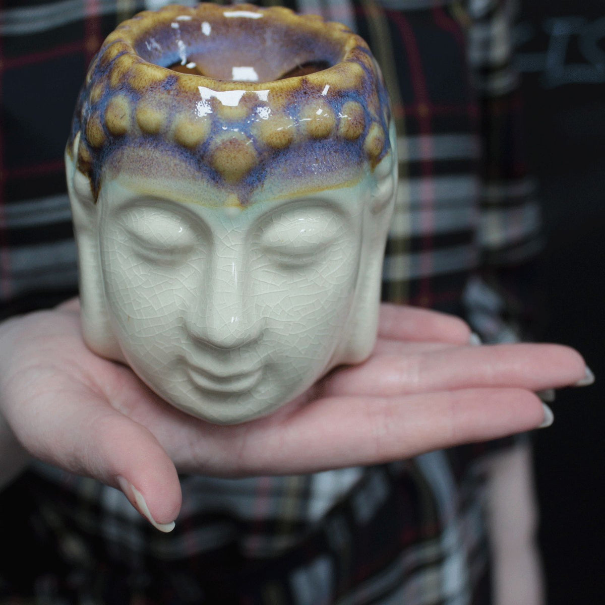 Buddha-Duftlampe – Elfenbein und Minzgrün
