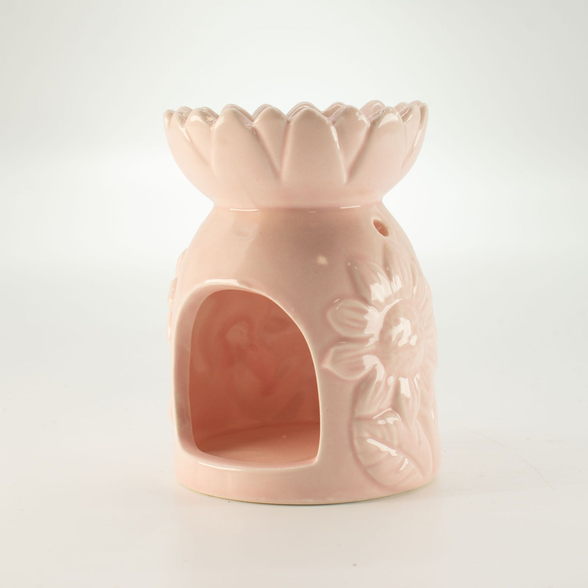 Keramik-Duftlampe mit Sonnenblume – Pastellrosa