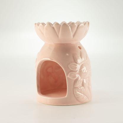 Keramik-Duftlampe mit Sonnenblume – Pastellrosa