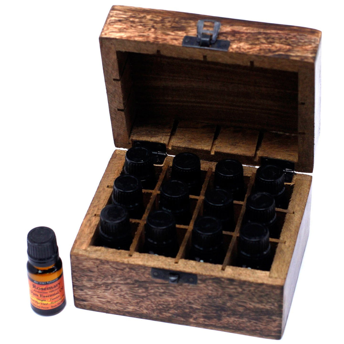 Aromatherapie-Box aus Mangoholz – AW (für 12 Flaschen)