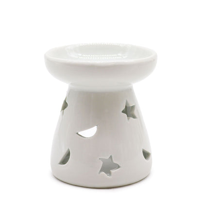 1 × kleine klassische weiße Duftlampe – Mond und Stern