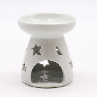 1 × kleine klassische weiße Duftlampe – Mond und Stern