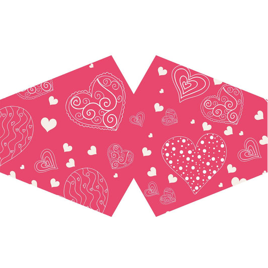 Wiederverwendbare modische Gesichtsbedeckung – Rosa Herzen (Erwachsene)